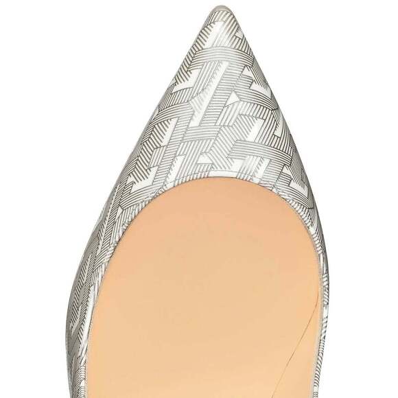 Christian Louboutin Pigalle Follies 100 Patent CL White Silver Heel Pump 40.5 - Picture 6 of 12